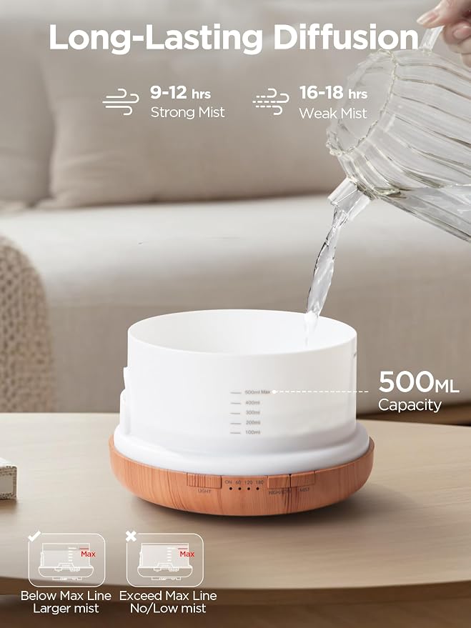 InnoGear Aromatherapy Diffuser & 10 Essential Oils Set, 500ml Essential Oil - Image 3