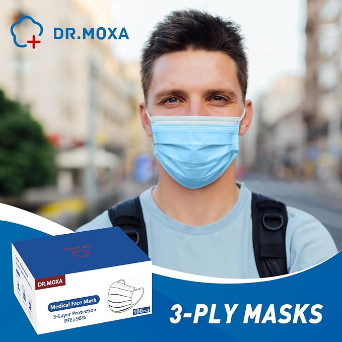 DR.MOXA 1000 Pack Disposable Medical Face Masks Breathable 3 Ply Masks - Image 7