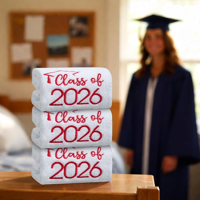 MASHAN Class of 2026 Graduation Hand Towels 3 Pack, 100% Cotton Soft Absorbent - Image 6