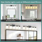 Ascher Bathroom Light Fixtures, 5-Light Vanity Light Over Mirror, Matte Black - Image 6