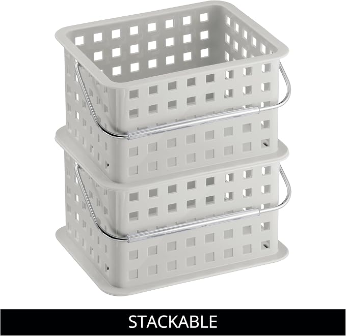 iDesign Plastic Handle-Portable Shower Caddy-Set of 3-Light Gray Basket - Image 5