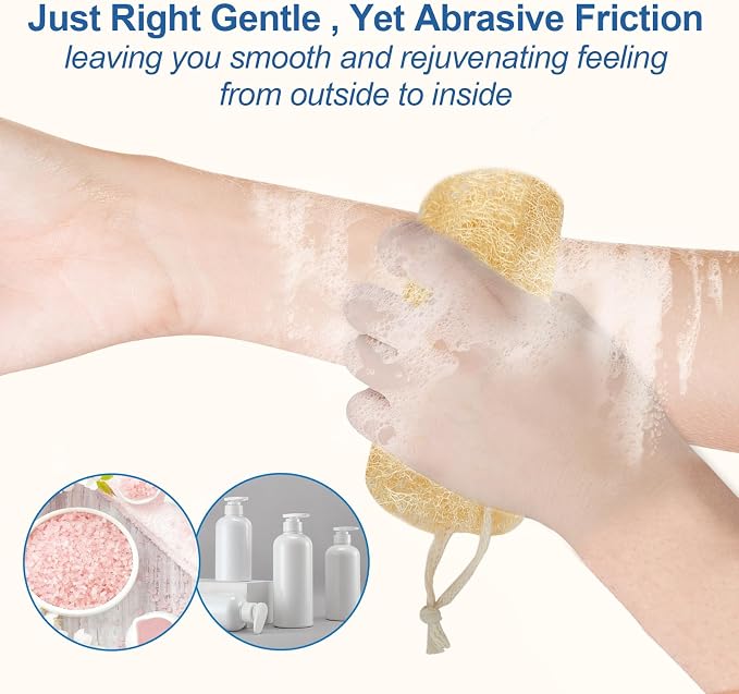 Natural Loofah Sponge, 6“ Natural Loofah Exfoliating Body Scrubber Egyptian - Image 3