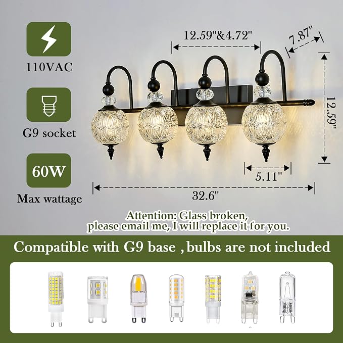 Piepooye Vintage Bathroom Light Fixtures Black Vanity Light - Image 2