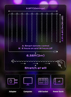 Brightown 300 LED Purple Fairy Curtain Lights, 9.8ft x 9.8ft String Lights - Image 2
