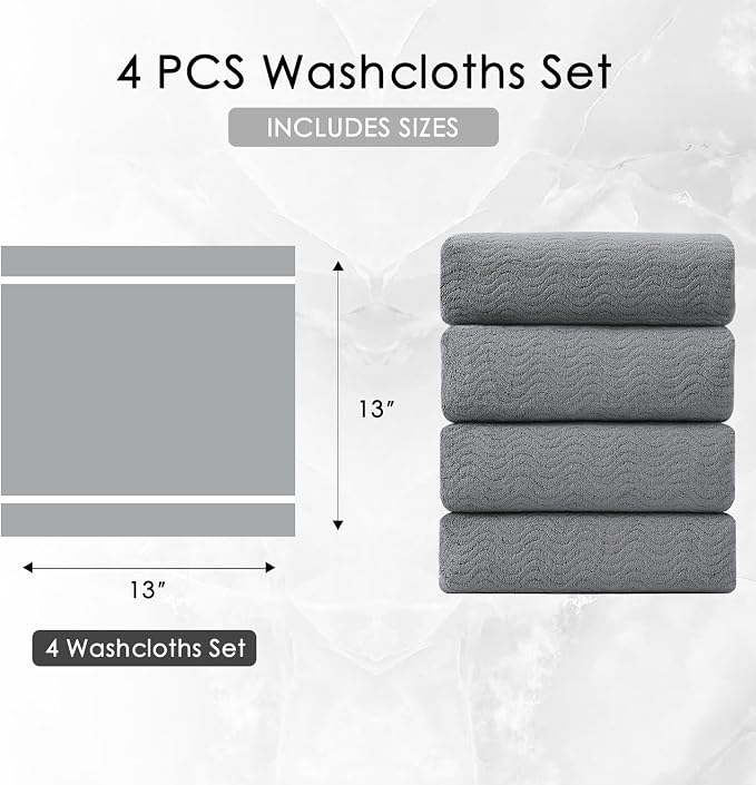 4 Pack Washcloths Set 13"x13", Highly Absorbent & Quick Dry Premium Towel - Image 5