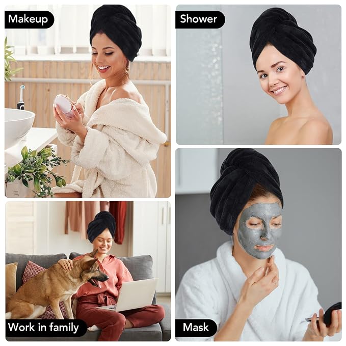 SINLAND Microfiber Hair Drying Cap Hair Towel Turban Twist - Image 7