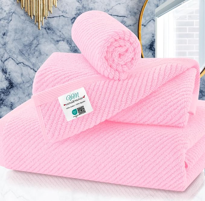 VOOVA & MOVAS Pink Towels for Bathroom by VOOVAMOVAS