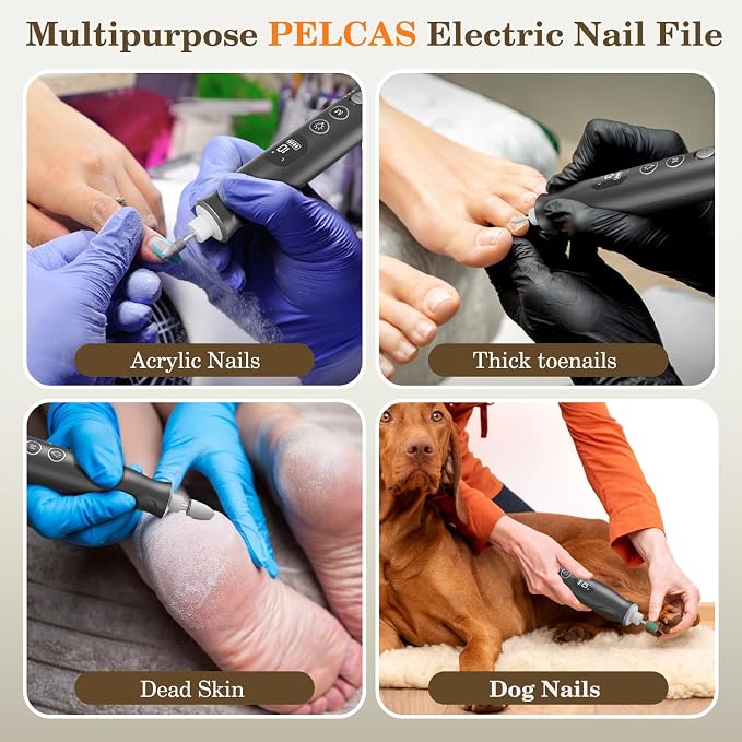 PELCAS Electric Nail Grinder, 10 Speeds Cordless Nail Drill - Image 6