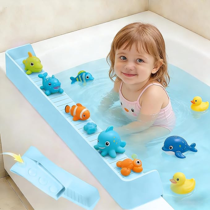 Bathtub Splash Guard for tub Kids& Bath Shelf for Kids – Toddler Bath Tray by Unknown