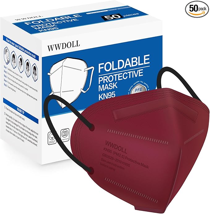 WWDOLL KN95 Face Mask 50 Pack, 5-Layers Breathable KN95 Masks by WWDOLL