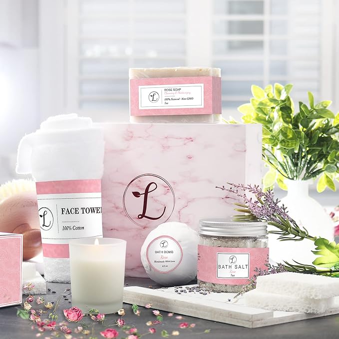 Spa Gift Set 100% Natural, Gift Box Includes: Bath Bomb, Bath Salt, Hand Soap - Image 3