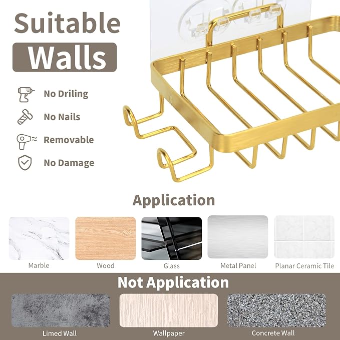 Snailhouse Soap Dish for Shower, Wall Self Draining Adhesive Hanging Stainless - Image 3