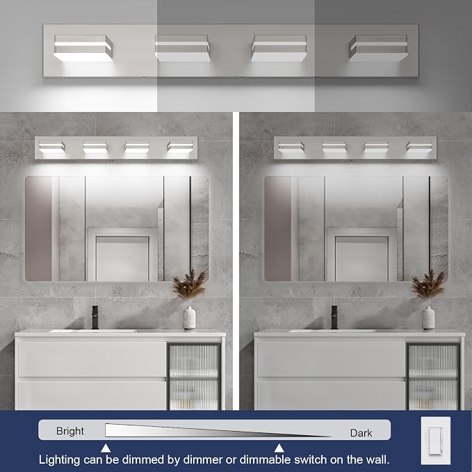 SineRise LED Modern Bathroom Vanity Light Fixtures, Brushed Nickel Modern - Image 5