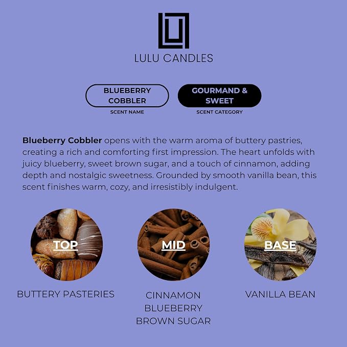 Lulu Candles | Blueberry Cobbler | Luxury Scented Soy Jar Candle | Hand Poured - Image 4