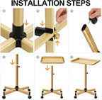 Salon Rolling Tray, Height Adjustable Tattoo Tray Rolling Cart, Storage Utility - Image 3