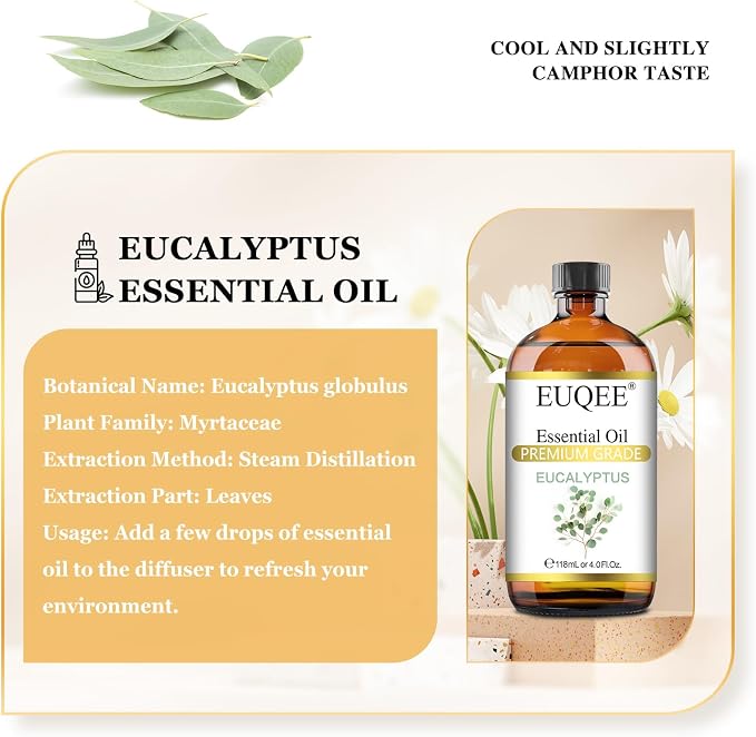EUQEE Eucalyptus Essential Oil 118ml Pure Eucalyptus Oil - Image 2