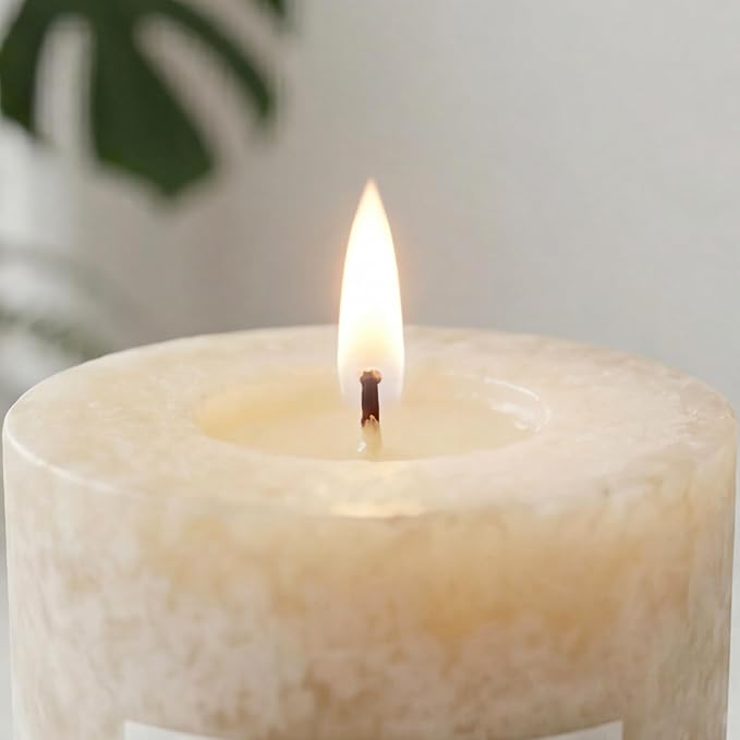 Aroma Naturals Ginger and Clove Essential Oil Beige Scented Pillar Candle - Image 8