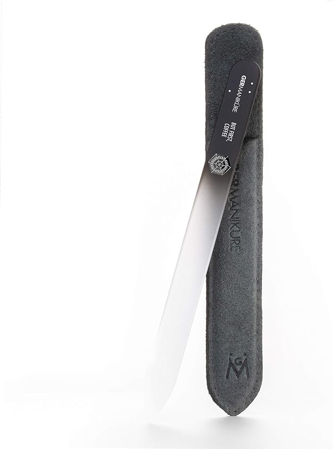 GERMANIKURE Glass Nail File in Suede Sleeve by GERMANIKURE