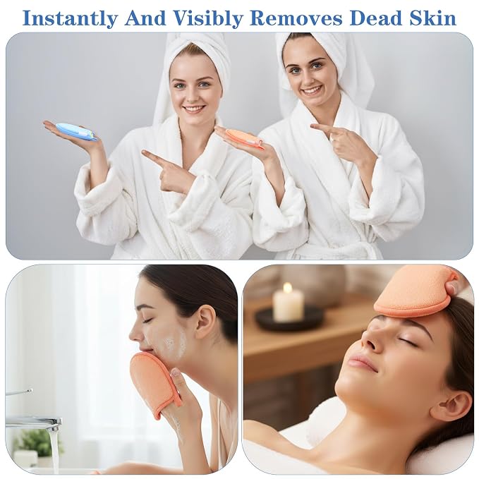 4 PCS Exfoliating Gloves, Exfoliating Facial Scrubber Mitt Facial Scrub Mitts - Image 4