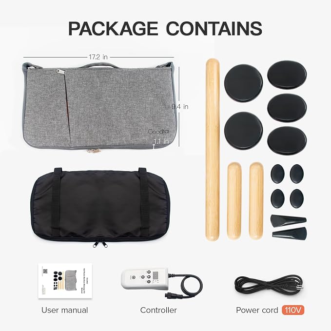 Massage Stones Set with Warmer Kit Hot Rocks Bamboo - Image 7