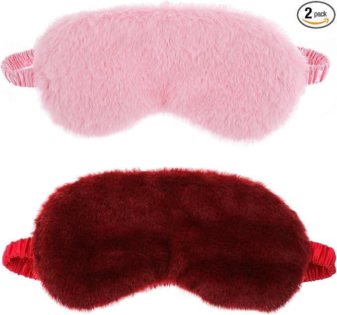 2 Pcs Plush Eye Mask Soft Sleeping Blindfold Eye Cover Comfortable Furry Faux by WY+LIGHTING+LEVEL