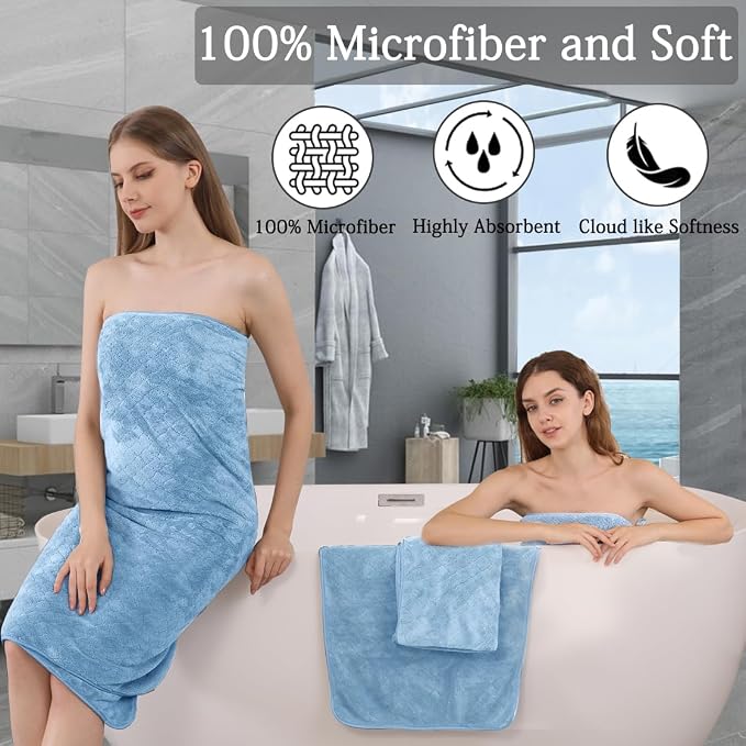 8-Piece Blue Bath Towels Set, 2 Oversized Large Bath Towels Sheet, 2 Hand - Image 3