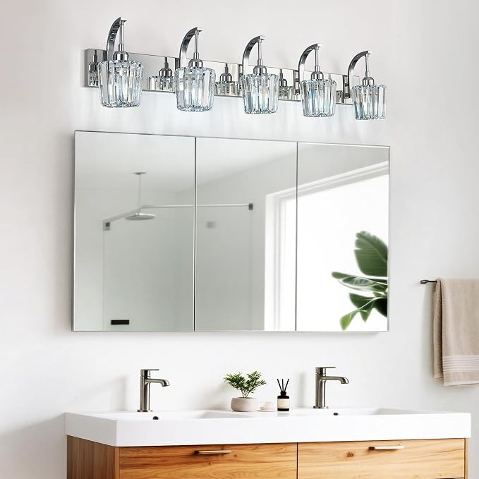 Modern Bathroom Vanity Light, 5-Light Chrome Wall Sconce - Image 7