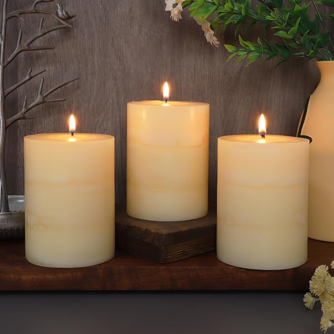3x4 Inches Jasmine Scented Pillar Candles Ivory White Hand-Poured Candle Long - Image 4