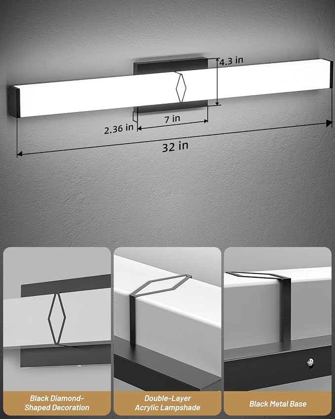 Bathroom Vanity Light, 32inch 5CCT Modern Dimmable Bathroom Light Fixtures Over - Image 4