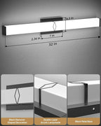 Bathroom Vanity Light, 32inch 5CCT Modern Dimmable Bathroom Light Fixtures Over - Image 4