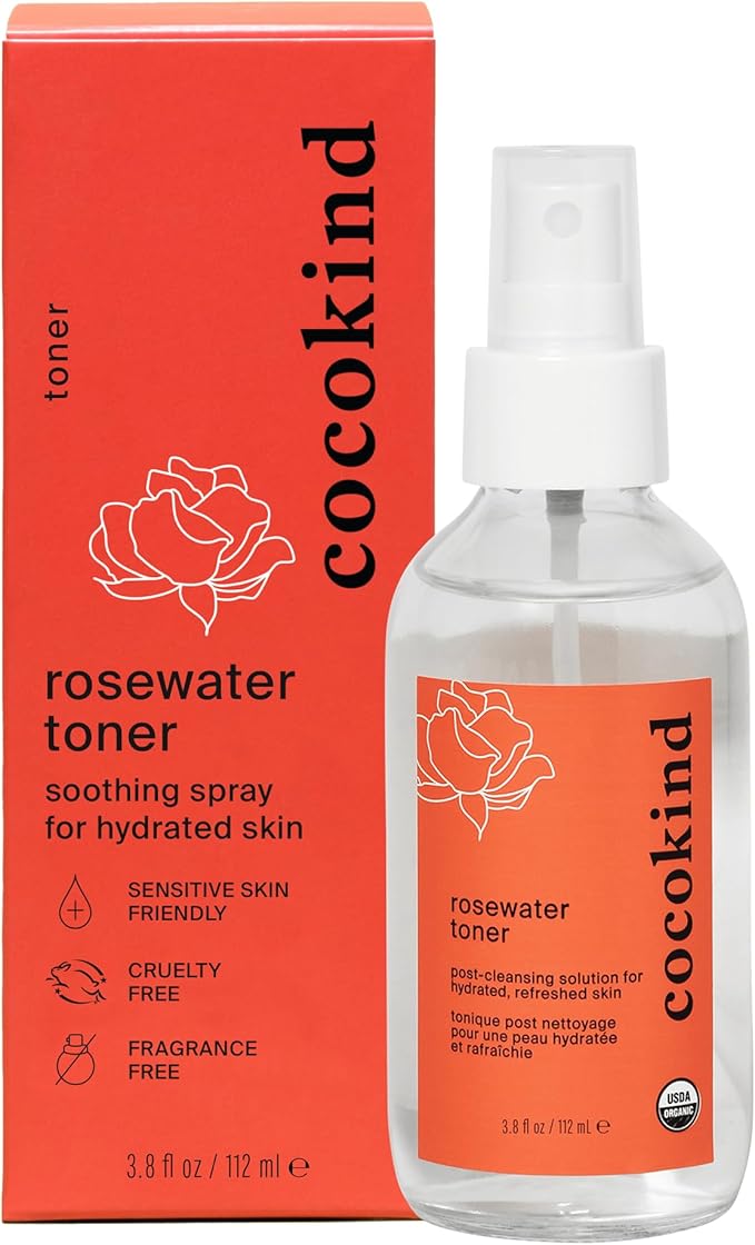 Rosewater Facial Toner by Cocokind, Double Cleanse, and Balance Skins pH by cocokind
