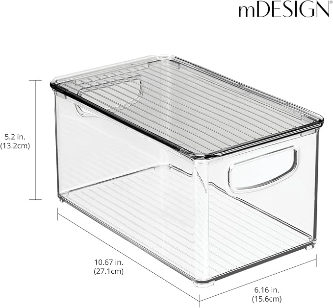 mDesign Deep Plastic Bathroom Storage Bin Box, Lid/Built-in Handles, - Image 4