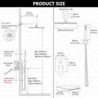 Midanya Shower System with Tub Spout, Bathtub Shower Faucet Set with Square - Image 5