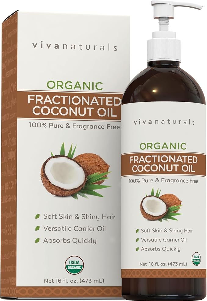 Viva Naturals Organic Fractionated Coconut Oil, 16 fl oz – Skin & Hair by VivaNaturals