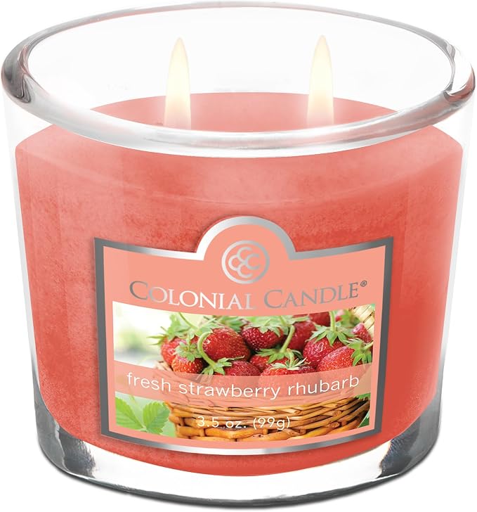 Colonial Candle Fresh Strawberry Rhubarb Scented Jar Candle, 2 Wick, 3.5 oz - Image 4
