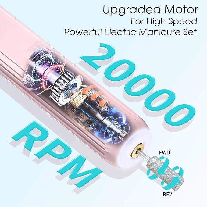 Electric Nail Drill, Professional Manicure Pedicure Kit, Cordless Electric Nail - Image 3