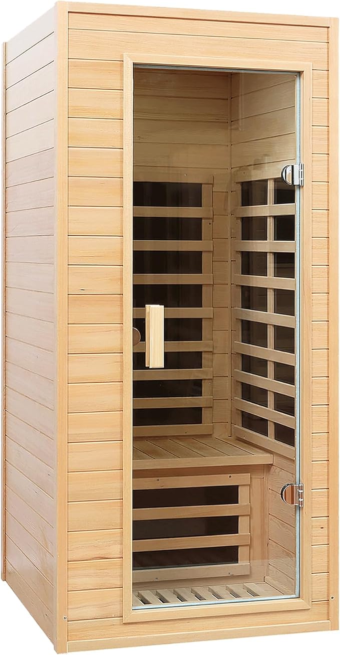 Far Infrared Sauna, 1 Person Infrared Sauna, Canadian Hemlock Wood 1290W by SalusHEAT