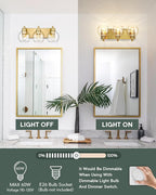 Bathroom Light Fixtures, 3-Light Brushed Gold Vanity Light, Modern Wall Sconces - Image 6