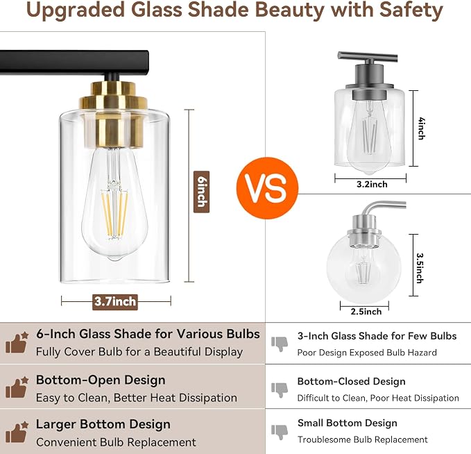5-Light Bathroom Light Fixtures, Classic Wall Light Fixture - Image 4