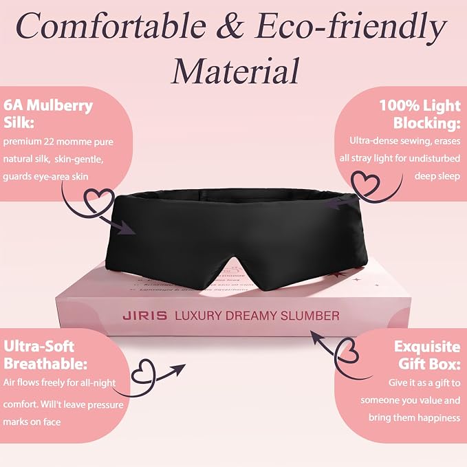 Silk Sleep Eye Mask for Side Sleeper Men Women, Eye Mask Sleeping 100% 22 Momme - Image 4
