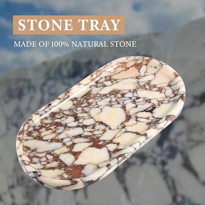 Koville Natural Decorative Marble Bathroom Tray, Stone Perfume Trays Jewelry - Image 4