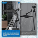 Hibbent 5-spray Dual Filtered Rainfall Shower Head Combo, High Pressure 13'' - Image 7