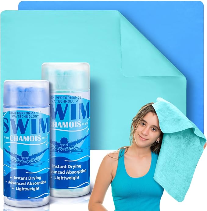SmoothNovelty 2 Pack Swim Chamois Towel Water Absorbent Quick Dry Towel Shammy by SmoothNovelty