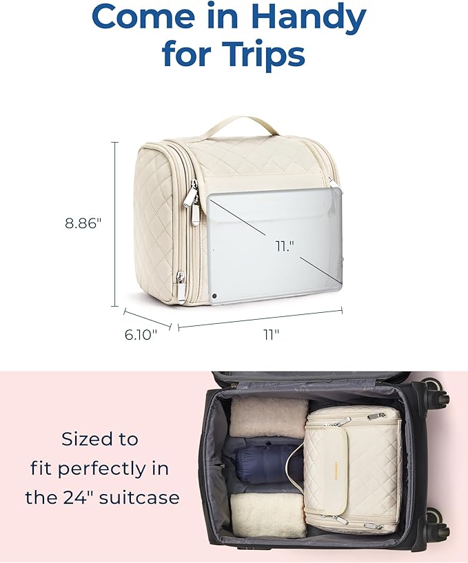 BAGSMART Travel Toiletry Bag, Large Capacity Cosmetic Bags - Image 5
