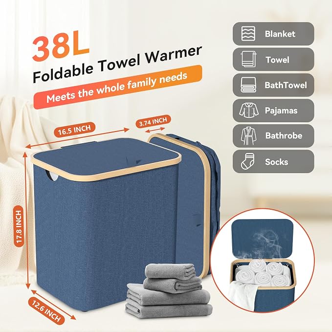 Towel Warmer & Laundry Basket 2-IN-1, Foldable Towel Warmer - Image 6
