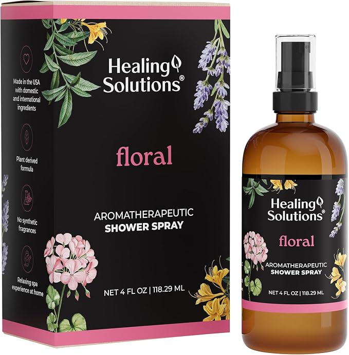 Healing Solutions Aromatherapy Shower Spray, Floral Blend, Therapeutic Grade by HealingSolutions