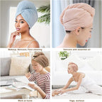 Soft Microfiber Hair Drying Towel Wrap, 5 Pack Elastic Hair Turbans - Image 7