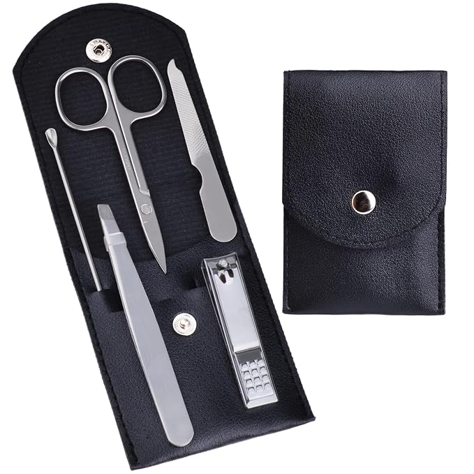 HANTEKAS Travel Manicure Set Professional Nail Clipper Kit-5 Pieces Stainless by HANTEKAS