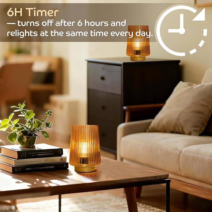 Battery Operated Lamp with Timer, Aesthetic Cordless Battery Powered Accent Lamp - Image 3
