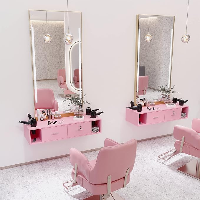 OmySalon Locking Wall Mount Styling Station, Beauty Barber Spa Equipment - Image 2